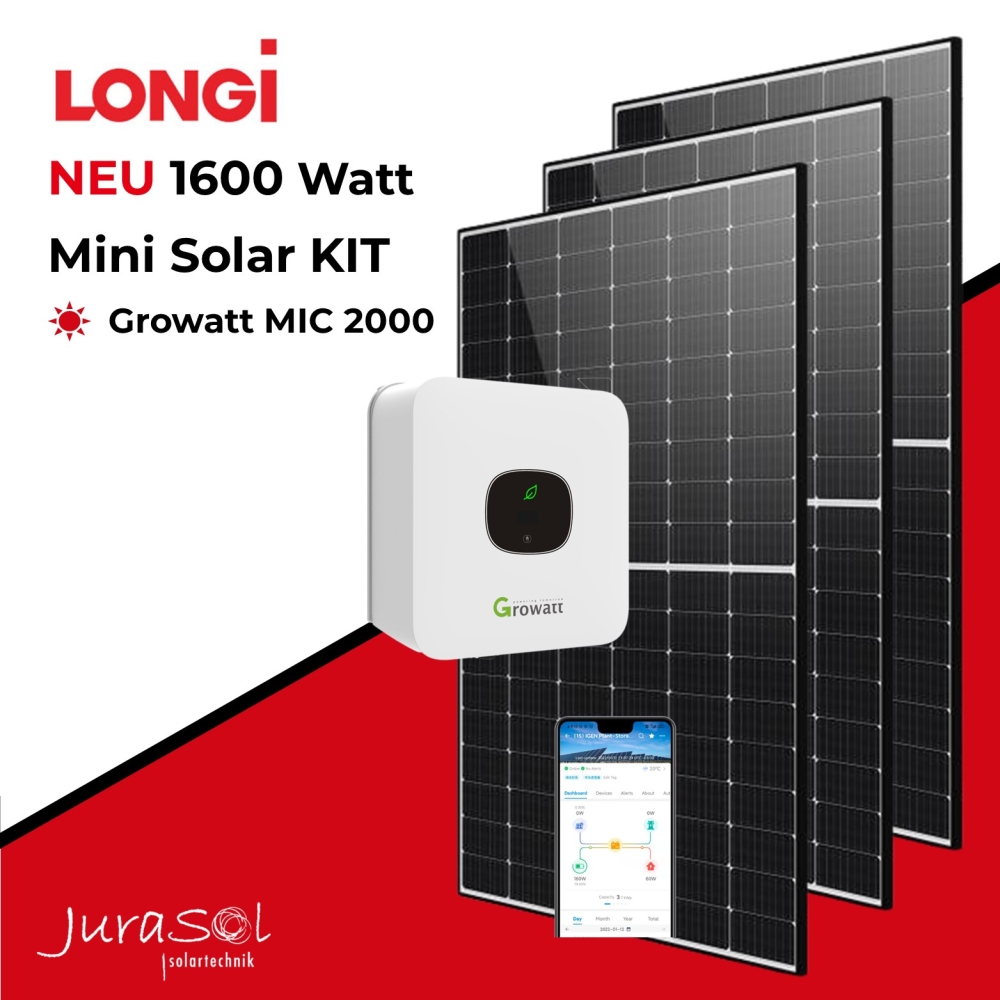 1600 Watt Plug & Save Paket Longi, Growatt